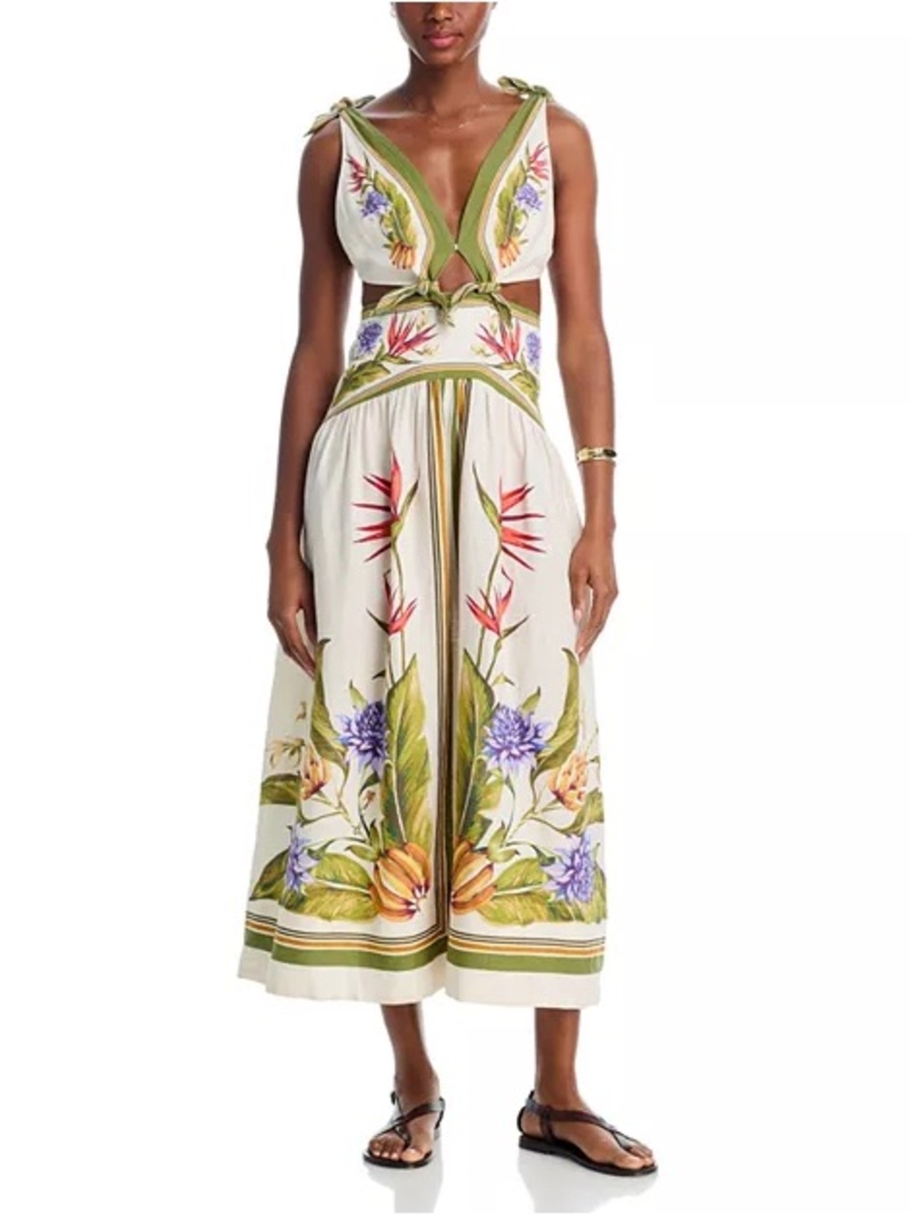 Farm Rio Tropical Scarf Sand Midi Dress
